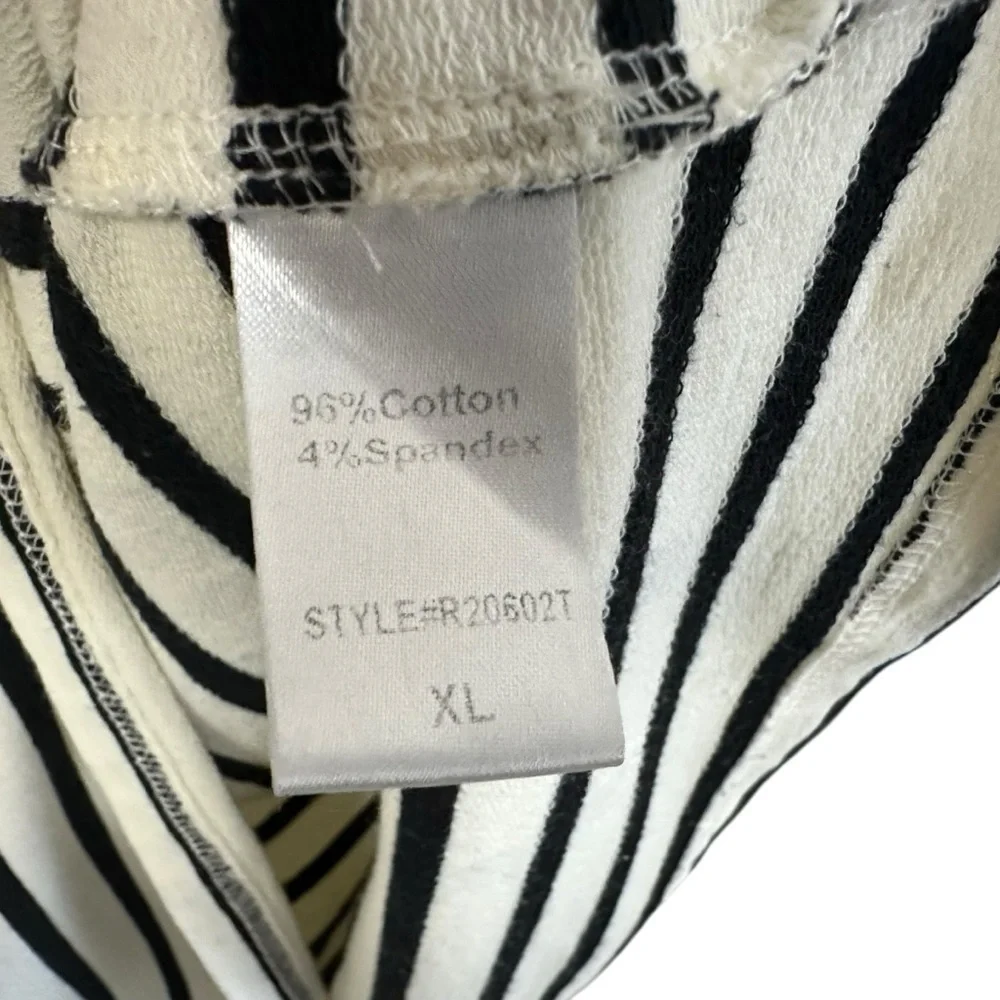 Pomander Place Womens Long Sleeve Striped  Knit Shirt Dress Sz XL Cream Black - Picture 6 of 7